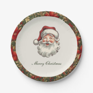 Traditional Vintage Santa Claus Christmas Paper Plates