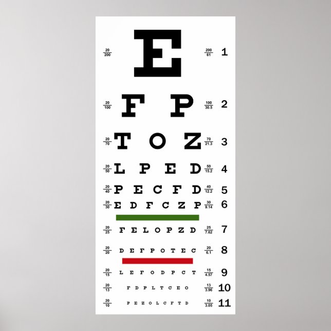TRADITIONAL VISION TEST CHART (Front)