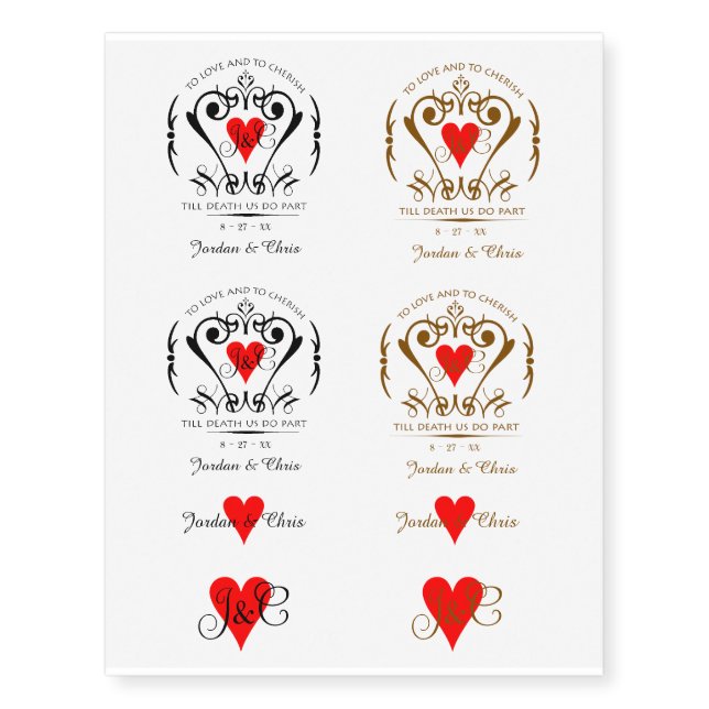 Traditional Vows Temporary Tattoos (Front)