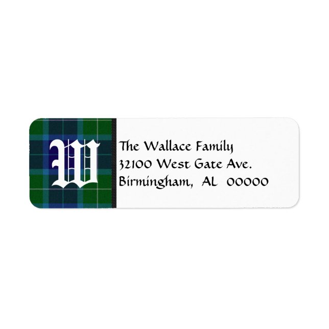 Traditional Wallace Tartan Plaid Monogram Label (Front)