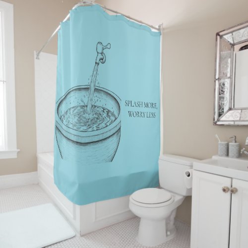 Traditional Water Basin with Running Faucet Shower Curtain