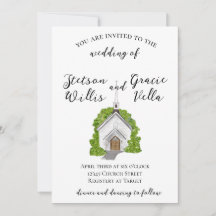 Traditional Watercolor Church Wedding Invite