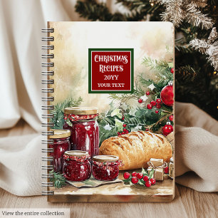 Traditional Watercolor Holiday Recipe Planner Notebook