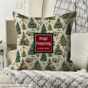 Traditional watercolor red green pillow design