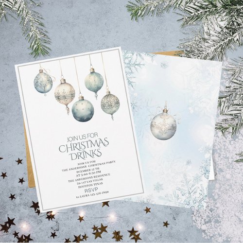 Traditional Watercolor Winter Merry Christmas Invi Invitation