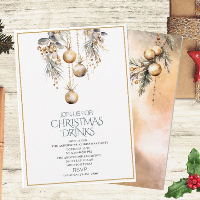 Traditional Watercolor Winter Merry Christmas Invi Invitation (Creator Uploaded)