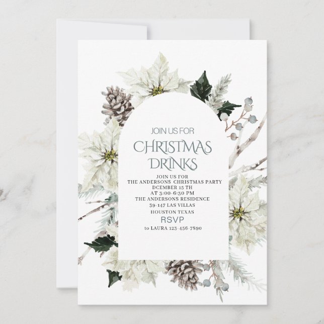 Traditional Watercolor Winter Merry Christmas Invi Invitation (Front)