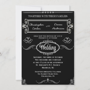Traditional Wedding Bells Chalkboard Invitation