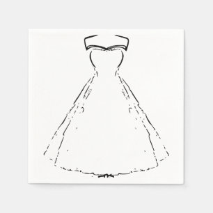 Traditional Wedding Dress Square Paper Plates Napkins