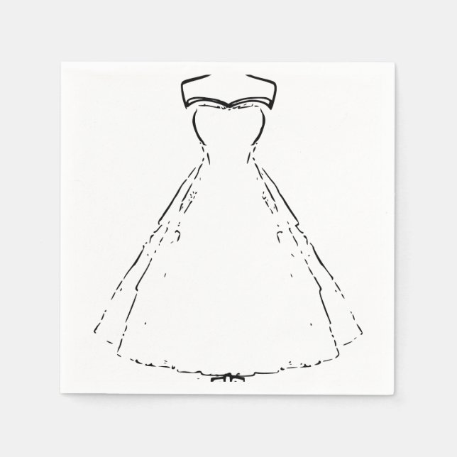 Traditional Wedding Dress Square Paper Plates Napkins (Front)
