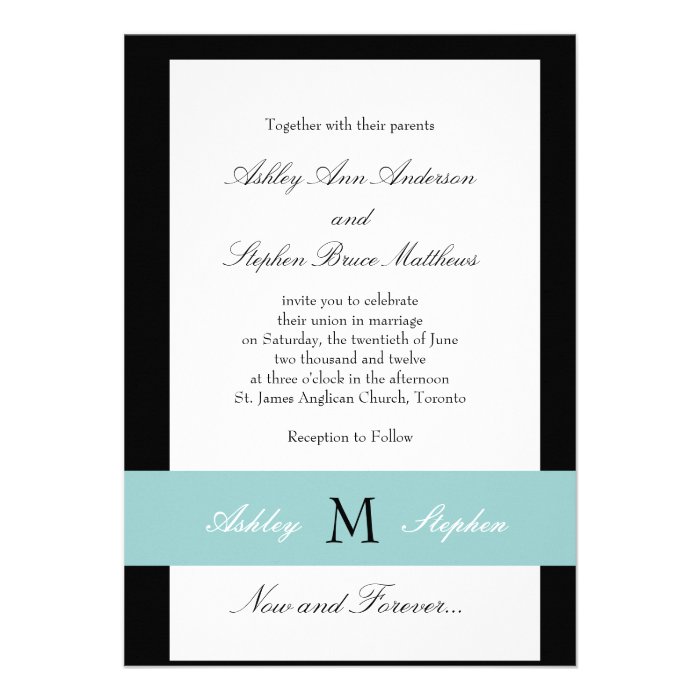 Traditional Wedding Invitations Initial Blue