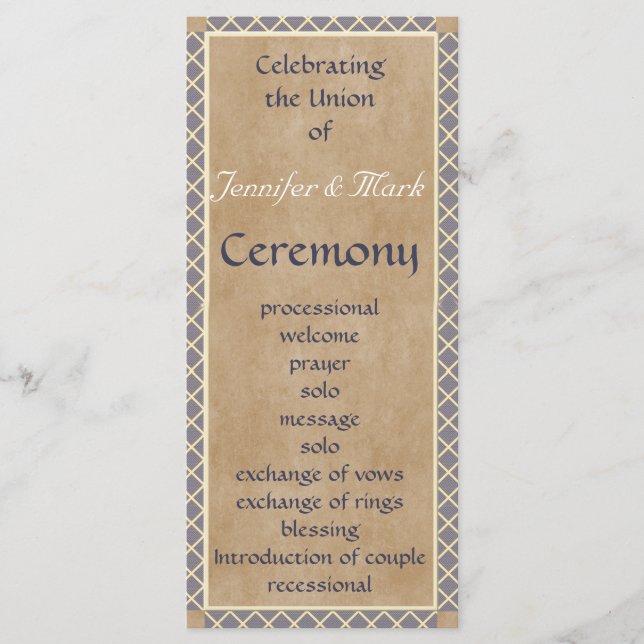 Traditional Wedding Program and Wedding Party Card (Front)