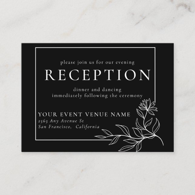 Traditional Wedding Reception  Enclosure Card (Front)