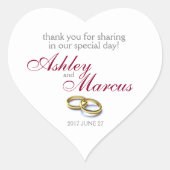 Traditional Wedding Rings Heart Sticker (Front)