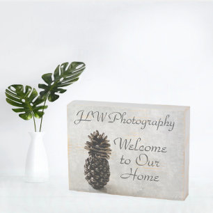 Traditional Welcome Pineapple Wooden Box Sign