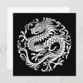 Traditional White and Black Chinese Dragon Circle (Front/Back)