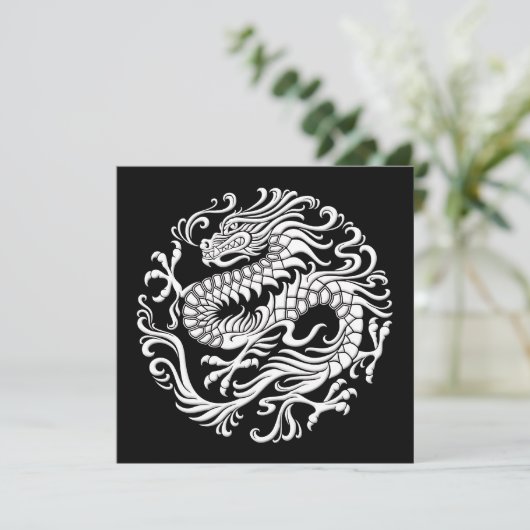 Traditional White and Black Chinese Dragon Circle (Standing Front)