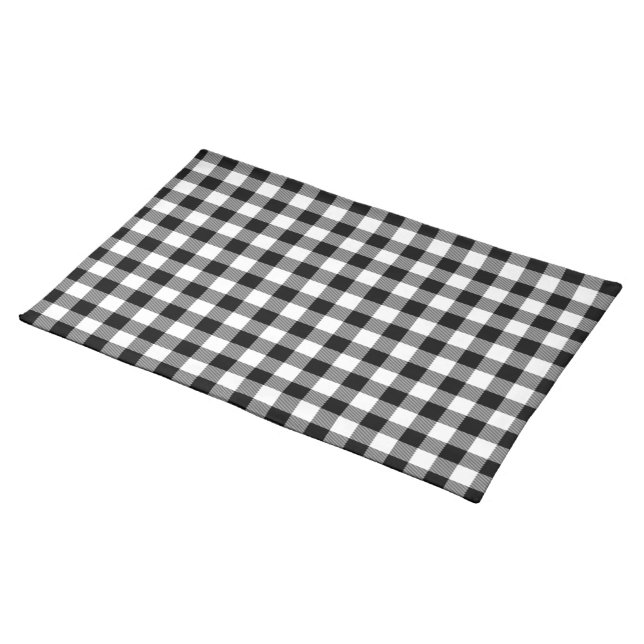 Traditional White Black Buffalo Lumberjack Check Cloth Placemat (On Table)
