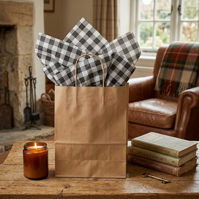 Traditional White Black Buffalo Lumberjack Check Tissue Paper (Creator Uploaded)