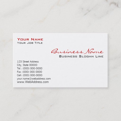 Customizable Traditional White Business Card