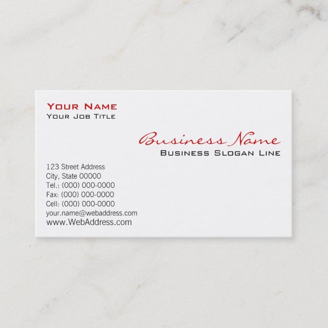 Traditional White Business Card (Front)