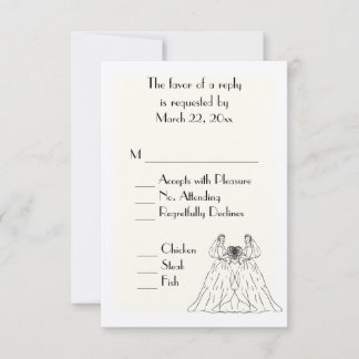 Traditional White Lesbian Wedding Menu Choice RSVP