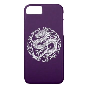 Traditional White On Purple Chinese Dragon Circle Iphone 8/7 Case by JeffBartels at Zazzle