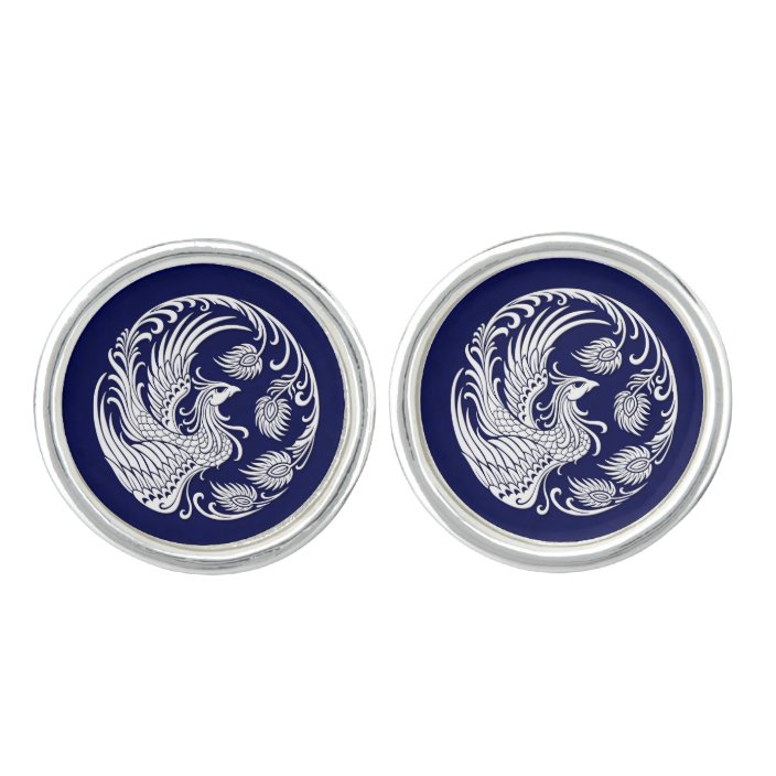 Tribal Fire Dragon Cufflinks Round