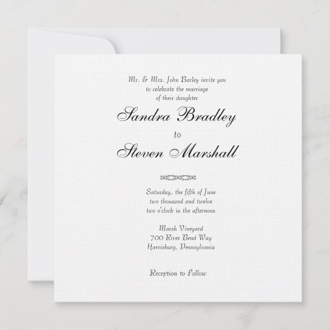 Traditional White Wedding Invitation (Front)