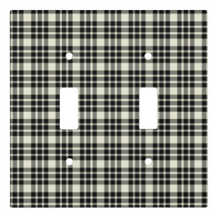 Traditional White with Black Plaid Pattern Light Switch Cover