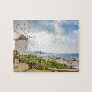 Traditional Windmill Greek Village Mykonos Greece Jigsaw Puzzle