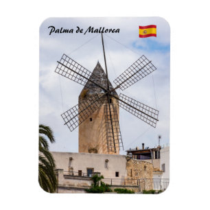 Traditional windmill in Palma de Mallorca - Spain Magnet