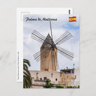 Traditional windmill in Palma de Mallorca - Spain Postcard
