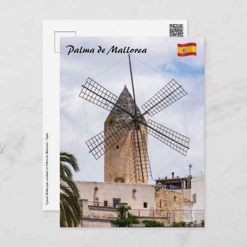 Traditional windmill in Palma de Mallorca _ Spain Postcard