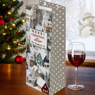 Traditional Winter Christmas Wine Gift Bag