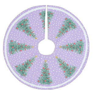 Traditional Winter Snow purple Christmas Tree Brushed Polyester Tree Skirt