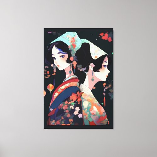 Traditional women canvas print