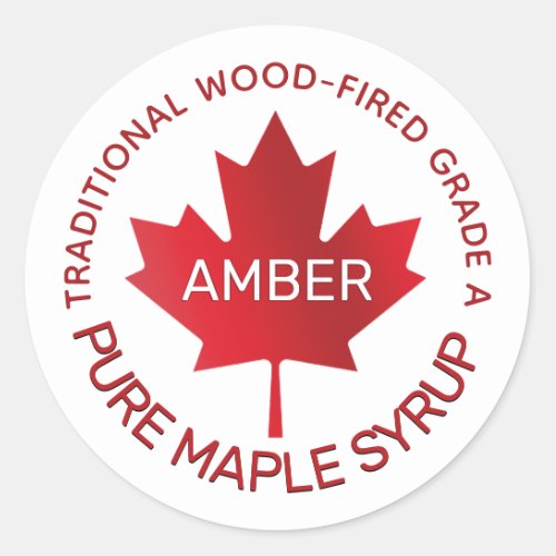 Traditional Wood_fired Maple Syrup Red Leaf GradeA Classic Round Sticker