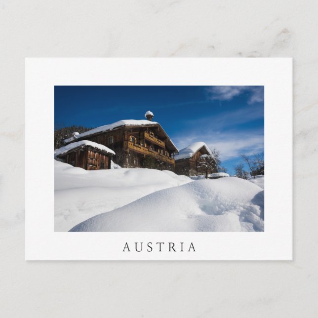 Traditional wooden cabins in de snow postcard (Front)