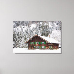 Traditional wooden house in Bavaria canvas Print