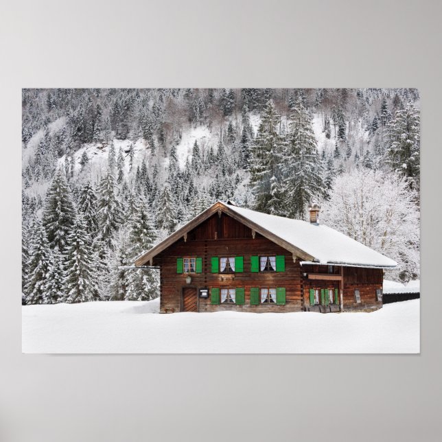 Traditional wooden house in Bavaria poster (Front)
