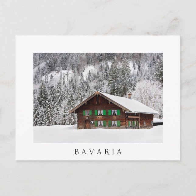 Traditional wooden house in Bavaria white postcard (Front)