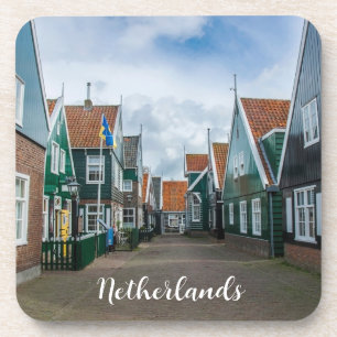 Traditional wooden houses in Marken village Beverage Coaster