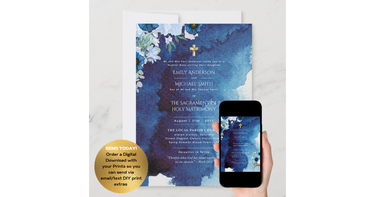 Traditional Wording Catholic Wedding Nuptial Mass Invitation Zazzle