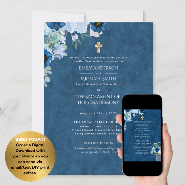 Traditional Wording Catholic Wedding Nuptial Mass Invitation Zazzle 5527