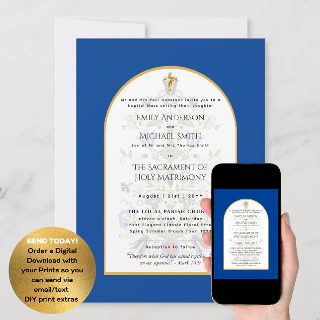 Traditional Wording Catholic Wedding Nuptial Mass Invitation Zazzle 6575