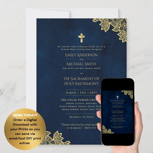 Traditional Wording Catholic Wedding Nuptial Mass Invitation