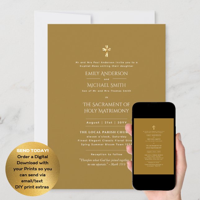 Traditional Wording Catholic Wedding Nuptial Mass Invitation (Creator Uploaded)