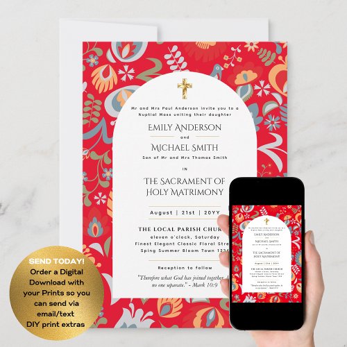 Traditional Wording Catholic Wedding Nuptial Mass Invitation