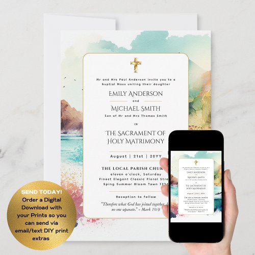 Traditional Wording Catholic Wedding Nuptial Mass Invitation